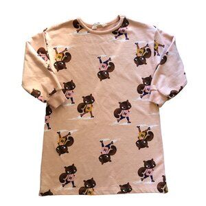 H&M Sweater Dress Tunic Squirrels Ice Skate Blush
